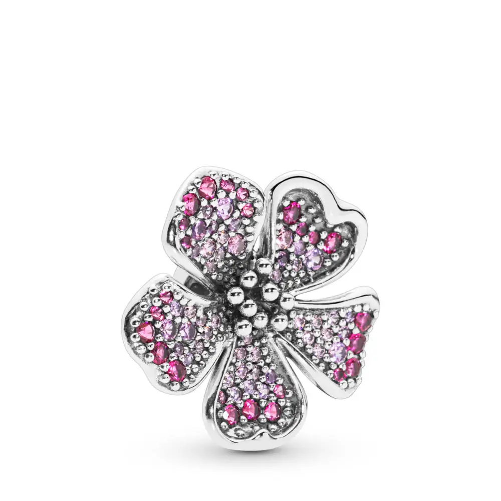 Классическое серебро, новинка 925, серия Peach Blossom, романтическое ожерелье, шарм, сделай сам, оригинальные женские роскошные ювелирные изделия, обручение, подарок на день рождения