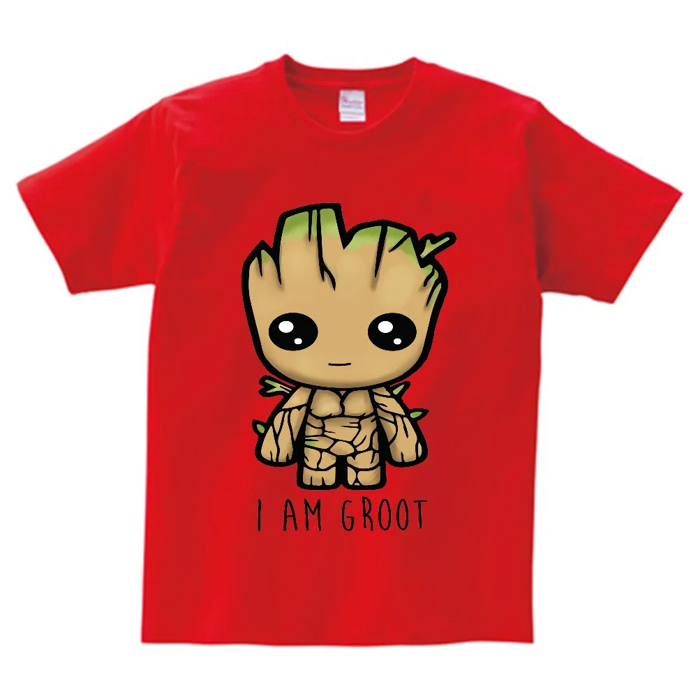 Детская футболка с надписью «Baby I Am Groot» для детей, летние футболки с короткими рукавами, топы, одежда Детские Забавные футболки костюм для От 3 до 9 лет Топ для мальчиков и девочек