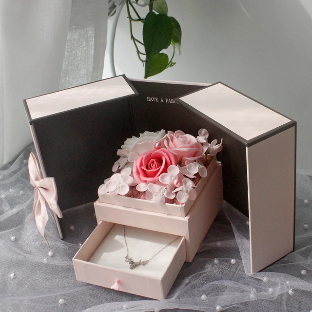 regali di san valentino Confezione regalo creativa Compleanno Sapone  romantico Fiore Scatole per imballaggio di gioielli Souvenir di nozze per  ragazze