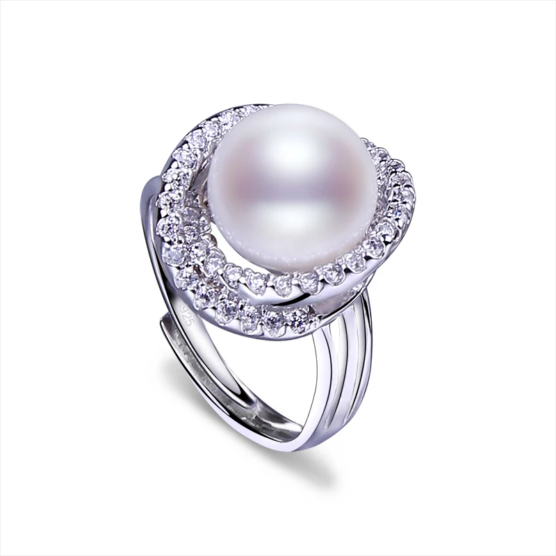 ZHIXI большое кольцо с натуральным пресноводным жемчугом 925 пробы для женщин хорошее ювелирное изделие 10-11 мм вечерние свадебные подарки J201 - Цвет камня: white