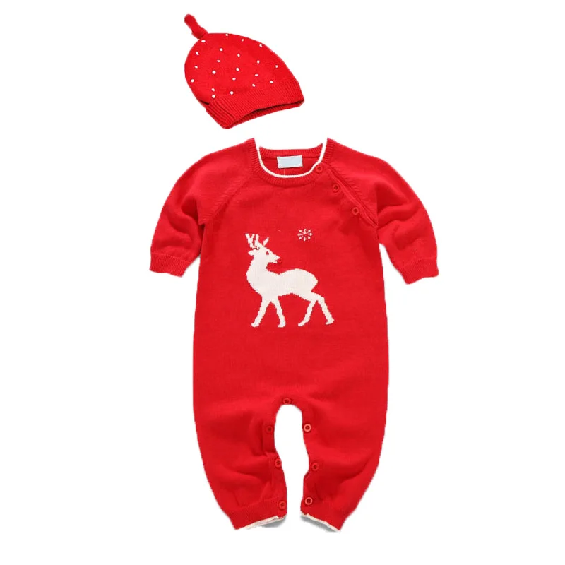 Moose/комбинезон для новорожденных Хлопковая Новогодняя одежда малышей Вязаный