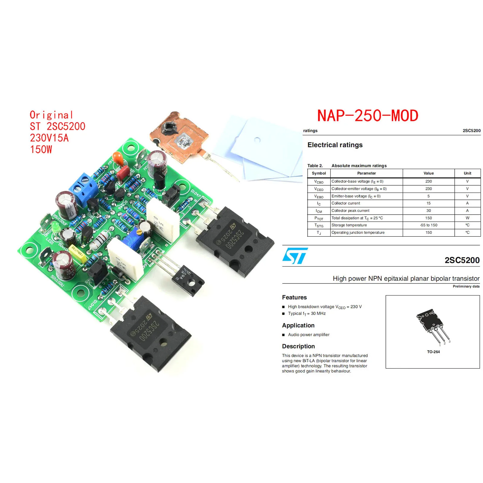 1 Paar NAIM NAP250 MOD CLONE Assembled Class AB Dual Stereo Amplifier Board 80W 