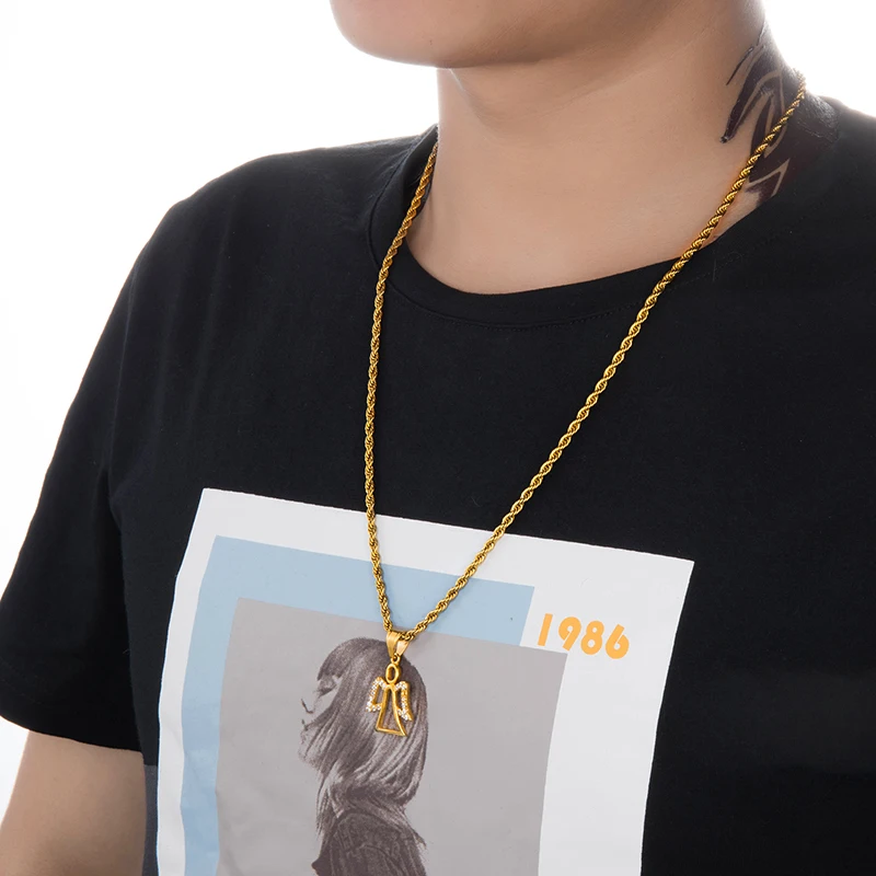 Bling Iced Out Angel ожерелье и кулоны проложили горный хрусталь кулон из нержавеющей стали цепь для женщин мужчин ювелирные изделия