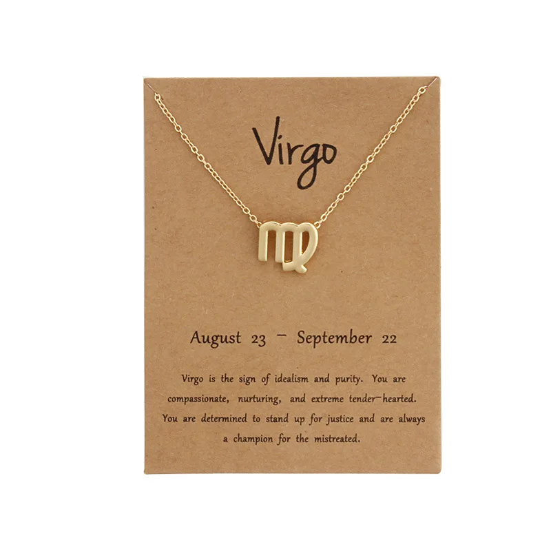 12 Созвездие ожерелье Знак зодиака ожерелье с картой ожерелье с подвеской открытка подарок на день рождения для женщин девушек - Окраска металла: Virgo