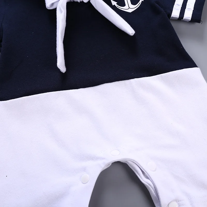 Baby Bodysuits medium New Fashion Summer Newborn Navy Style Baby Romper Kids Boys Girls Sailor Jumpsuit+Hat 2Pcs Body Short-sleeve Anchor Printed Suit Newborn Knitting Romper Hooded 