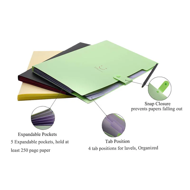 Colored Paper Accordion File Folders 3 Color Expanding File Plastic Portable Desktop Document Organizer for School and Office 5