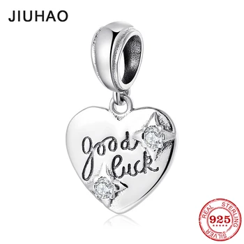 

New 925 Sterling Silver pendants Hearts Good Luck Charms beads Fit Original Designer Charm Bracelet bangles Jewelry making