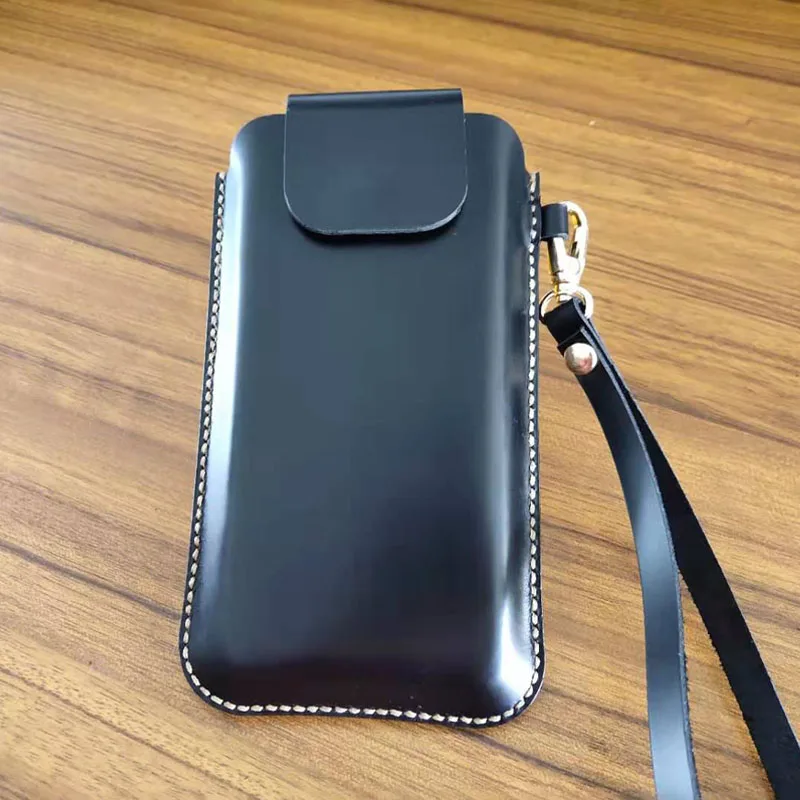 Doogee S68 Pro наручный мужской чехол из натуральной кожи для телефона Doogee S40 Lite поясная сумка Пояс Verticle чехол для талии Doogee Y9 Plus - Цвет: Bright leather black