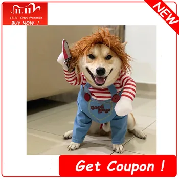 

Pet Dog Funny Clothes Dogs Cosplay Costume DIY Halloween Christmas Comical Outfits With Wig Set Pet Cat Dog Party Clothing Gift