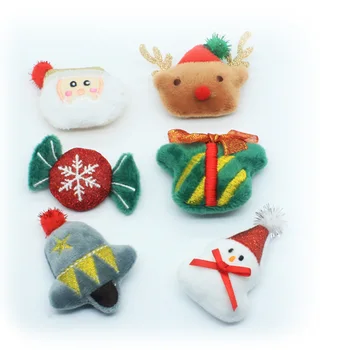 

10PCS/Lot merry chirsmas doll Padded Applique Crafts for Children Headwear Hair clip Accessorie and diy accessories