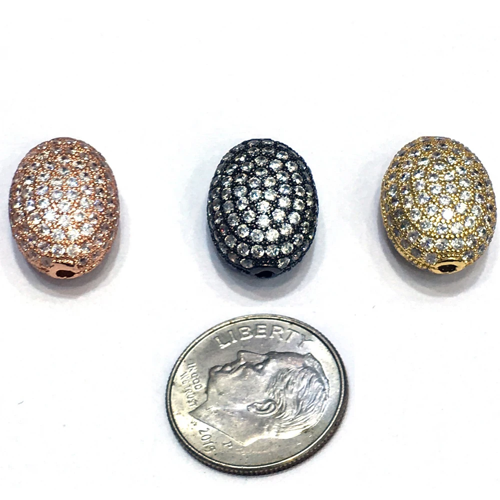 

10x14mm Brass Micro Pave CZ Zircon Oval Spacer Charm Finding Bead Accessories For Bracelet Necklace DIY Jewelry Design Making