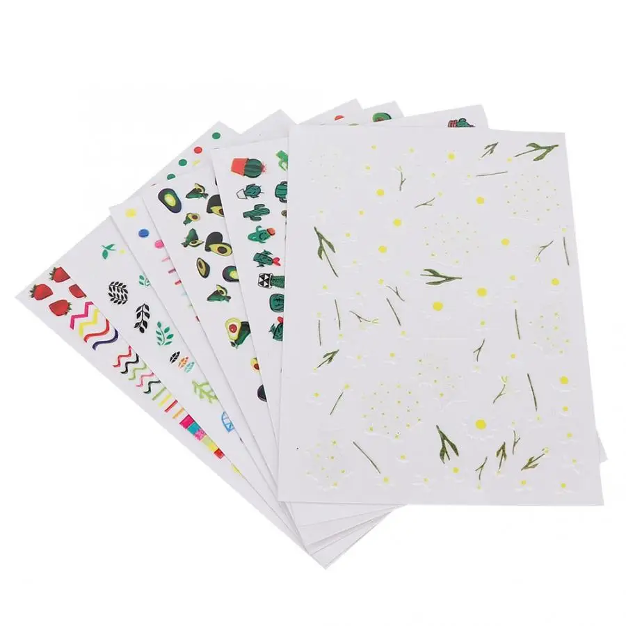 Nails Accessoires 6pcs Exquisite Nail Art Sticker Avocado Pattern Self-Adhesive Sticker Manicure Tool Nail Sticker
