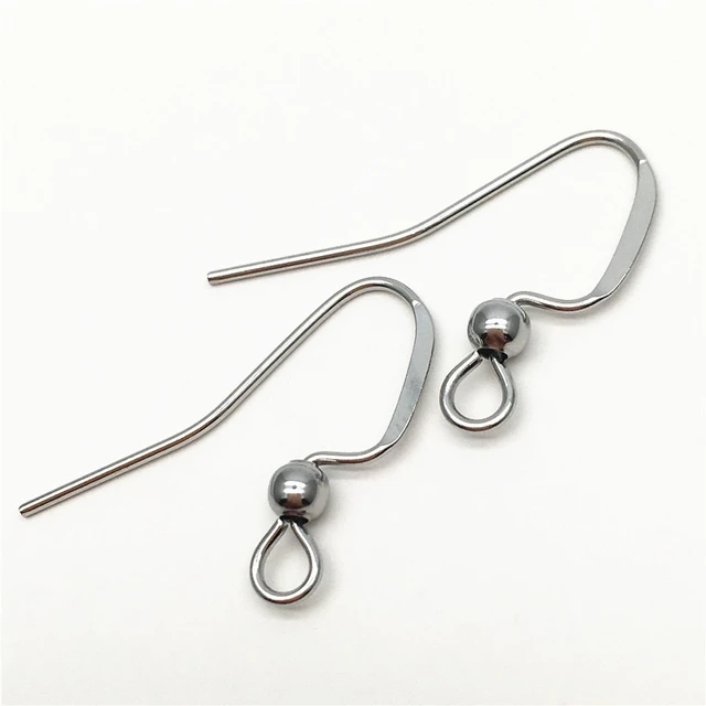 50 Stainless Surgical Steel Ball & Coil Fishhook Hook Earring Findings with  Loop (Gold & Surgical Steel)