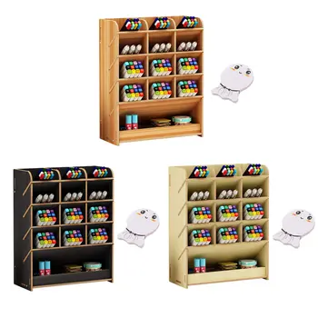 

Wooden Desk Organizer Multi-Functional Pen Pencil Crayon Holder Storage Rack Box with Memo Pad for Office School Home Supplies