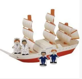 

Sailing 3D paper model parent-child DIY ship paper model kindergarten handmade origami children's puzzle development