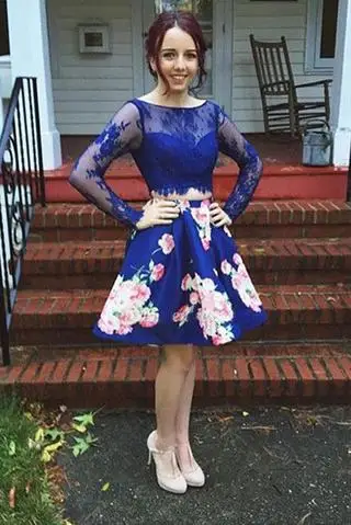 blue floral homecoming dress