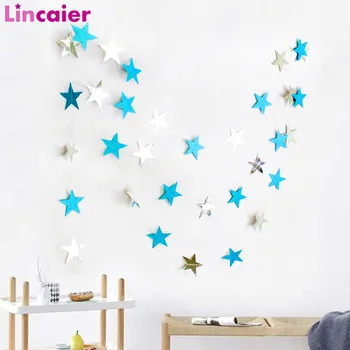 

4M Silver Blue Star Garland Banner 1st Happy Birthday Wedding Decoration First Birthday Boy Girl My One Yaer Party Supplies Pink
