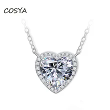 

COSYA Real 925 Sterling Silver Heart Mosaic 10*10mm High Carbon Diamond Female Party Pendant Necklace Fine Jewelry Birthday Gift