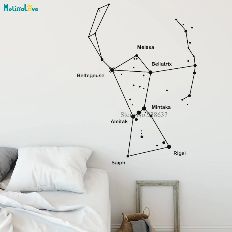 Astronomy Orion Constellation Wall Sticker Decal Main Star Names And