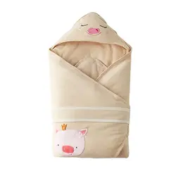Новорожденный детский спальный мешок младенческой мультфильм с капюшоном Одеяло хлопковые пеленки обертывания пеленать одеяло YKQ070