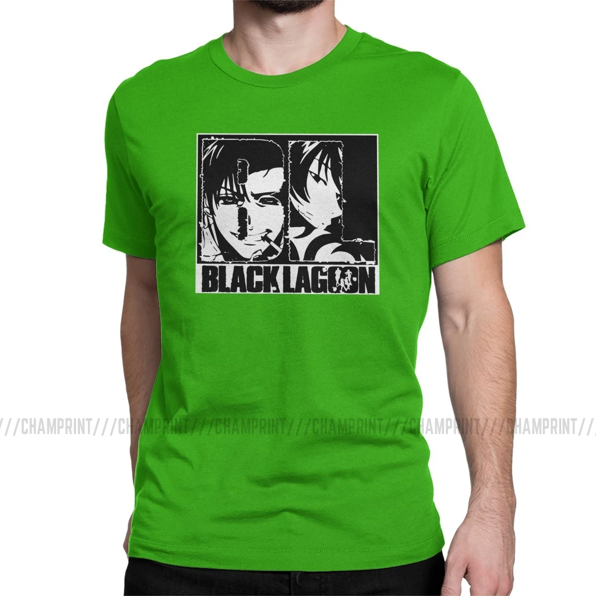 Мужские футболки BL Black Lagoon Revy аниме, одежда из чистого хлопка, Забавные футболки с коротким рукавом и круглым вырезом, футболки с идеей подарка - Цвет: Зеленый