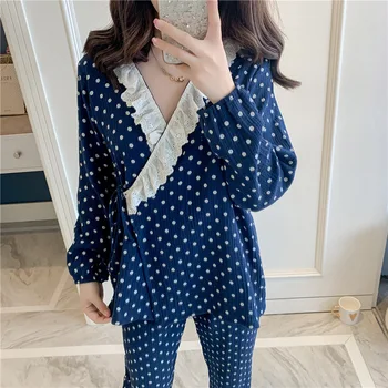 

Women Rabbit Cotton Pajamas Set 2 Pieces Sleepwear Soft Long Sleeves Shirt and Long Pants Women Spring Summer Casual Homewear