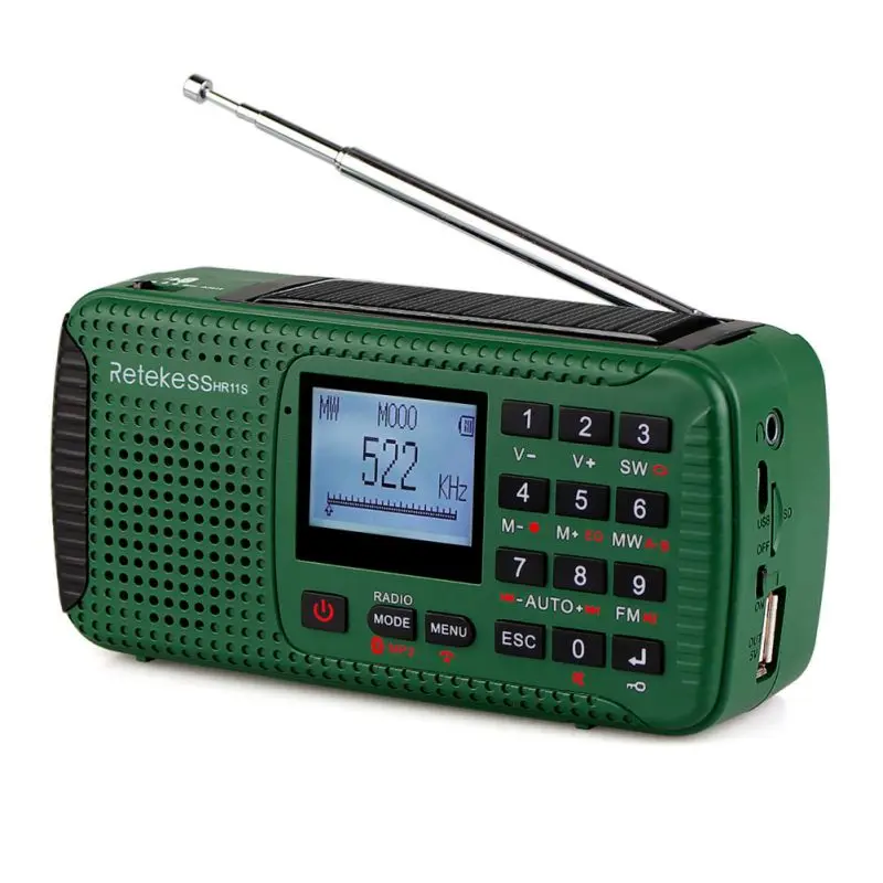 

Hand Crank Emergency SOS Radio Rechargeable Outdoor Solar FM/AM/SW Radios Music Player Audio Recorder