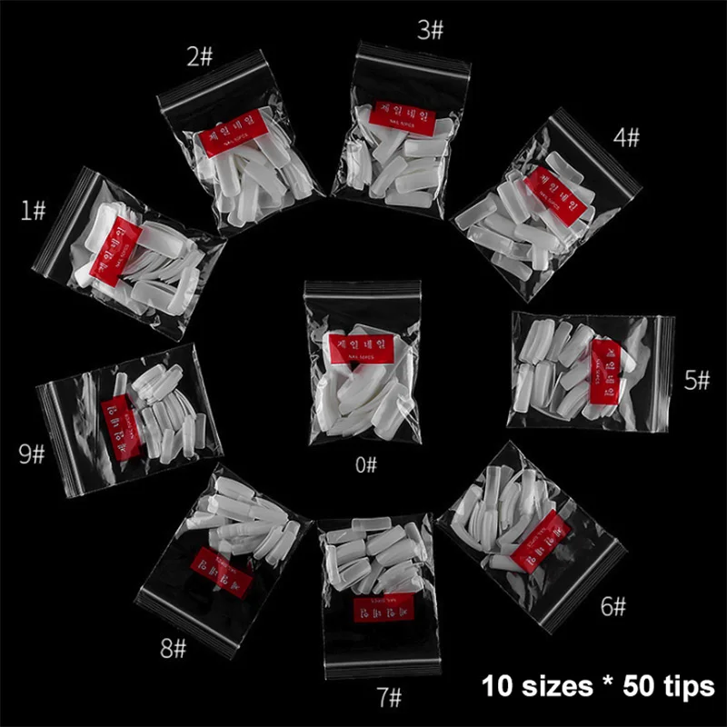 FlorVida 500pcs/bag Half Extension False Nail Tips Natural Transparent Fake Nail DIY Nail Art False Nails Tips