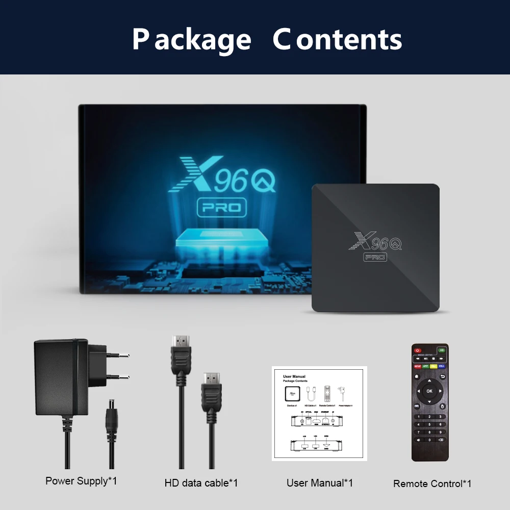X96Q PRO Smart TV BOX Allwinner H313 Android 1.0 2GB RAM 16GB ROM Wifi 4K Media Player Googl Voice Assistant Set Top Box TVBOX