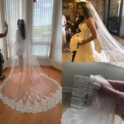 Custom Made 3/4/5 Meters Wedding Veils  Cathedral Length White Ivory Champagne Bridal Veil with Comb Hot Wedding Accessories