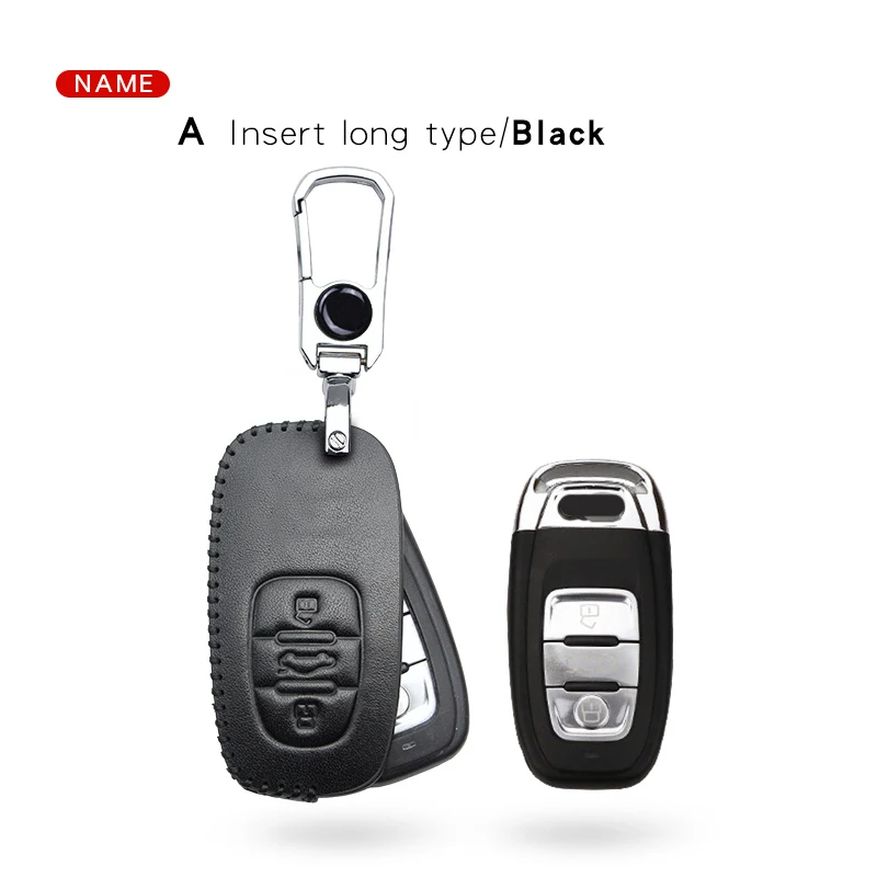 XK003-insert-Black Кожаный чехол для автомобильных ключей, крышка чехол для Audi C6 A7 A8 R8 A1 A3 A4 A5 Q7 A6 C5 A4L B5 B6 B7 B8 B9 A6L Q3 Q5 Q7 S5 S7 RS3 TT Q5L S4 8 Вт TTS - Название цвета: XK003-insert-Black