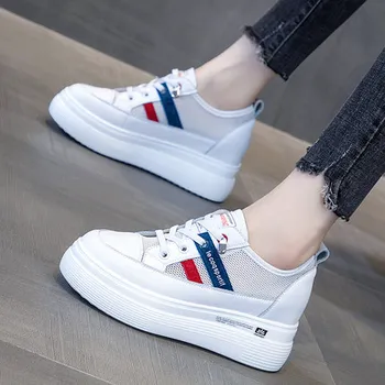 

Hollow breathable white shoes women 2020 summer new wild single shoes high-heeled casual thick bottom increased women's shoes