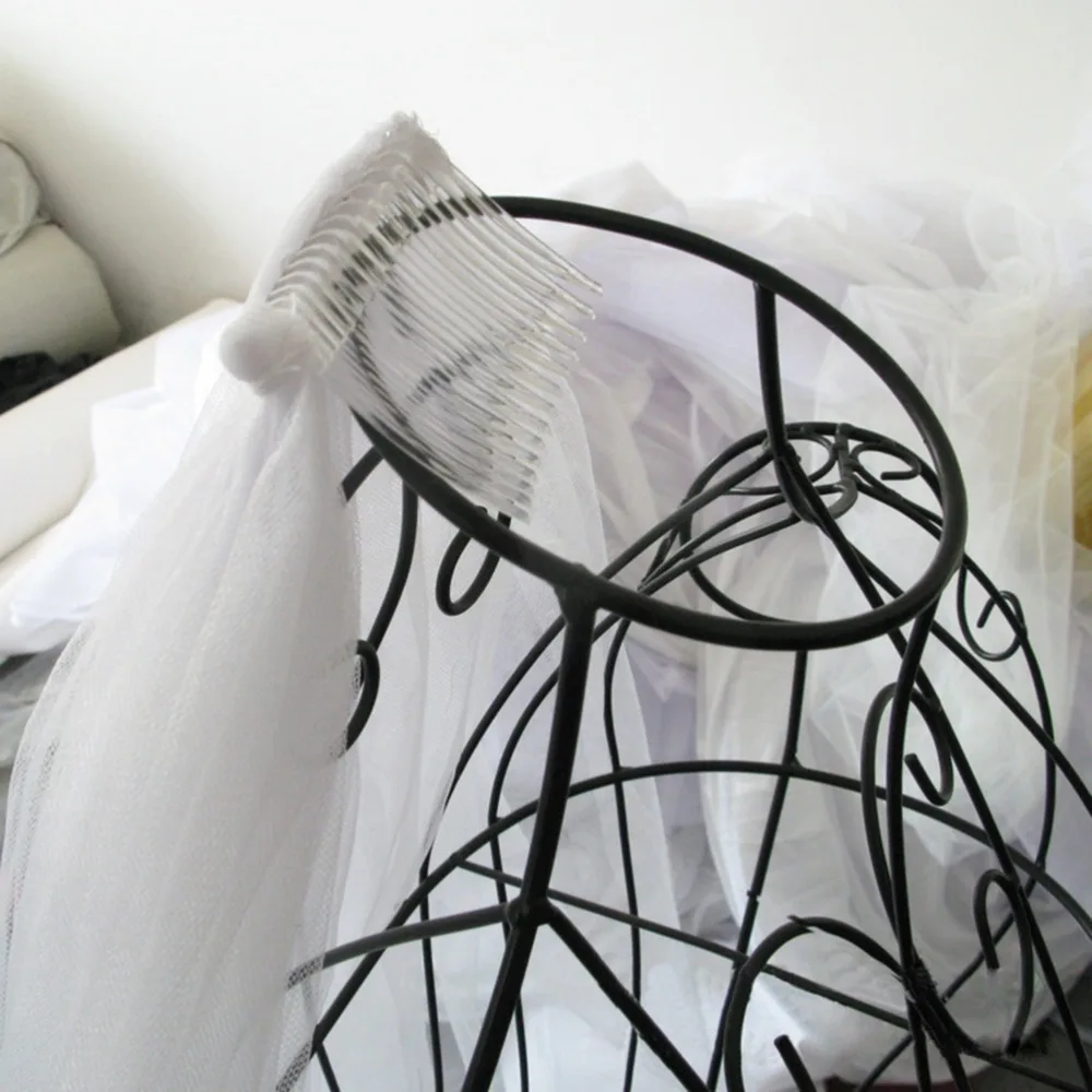 Bridal veil short tulle wedding veils two layer with comb cheap white ivory for bride for marriage wedding accessories