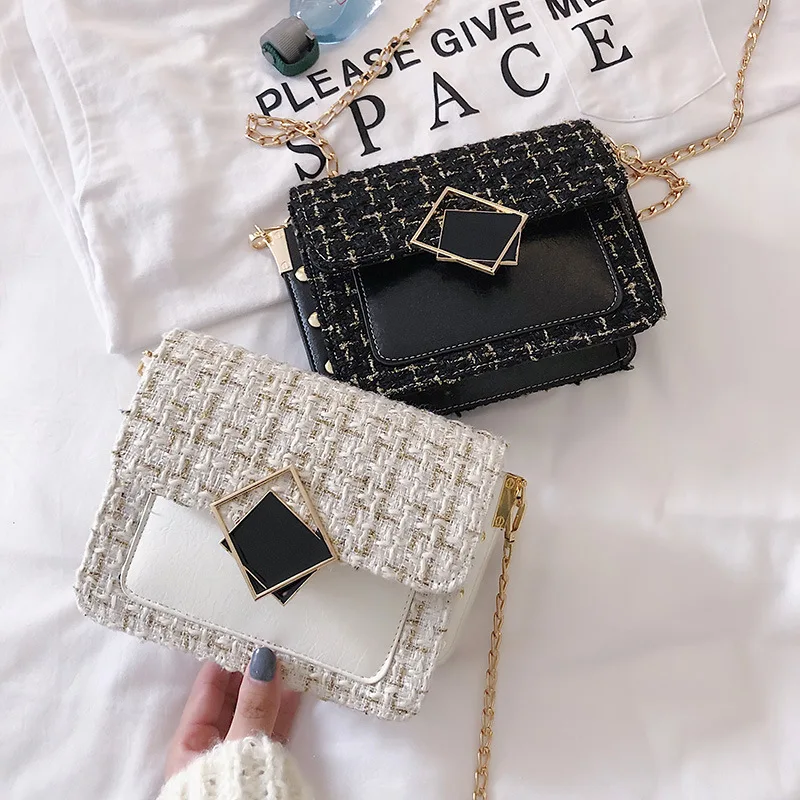 

France Non-mainstream Bag Women's 2020 New Style Popular Korean-style Chain Shoulder Bag Fresh GIRL'S Woolen Shoulder Bag Fashio
