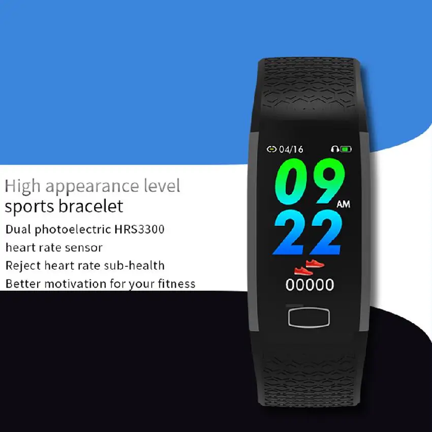 

Smart Bracelet 1.1" Touch Screen Music Control Health Tracker Message Reminder Smart Wristwatch Compatible with Android iOS