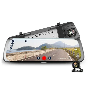 

10 HD 1080P Dual Lens Car DVR Rearview Mirror Dash Cam Recorder + Rear Camera