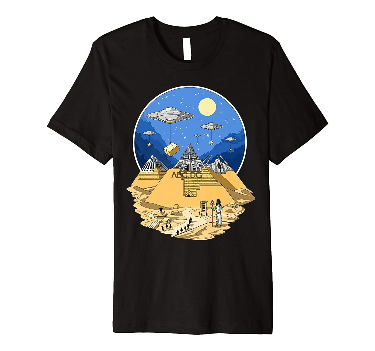 Ancient Egyptian Pyramids Aliens Space UFO Science Fiction Premium T-Shirt |