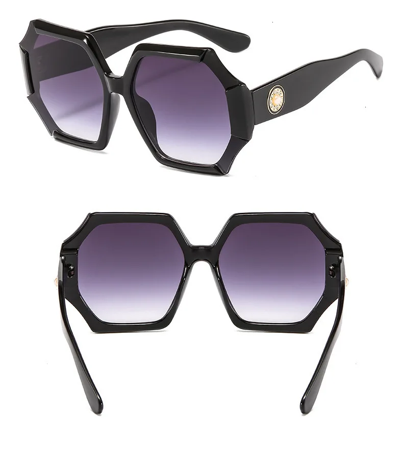 QPeClou, шестигранные роскошные цветочные Plears солнцезащитные очки для женщин, фирменный дизайн, пластиковые солнцезащитные очки для мужчин, Gafas Oculos De Sol Feminino