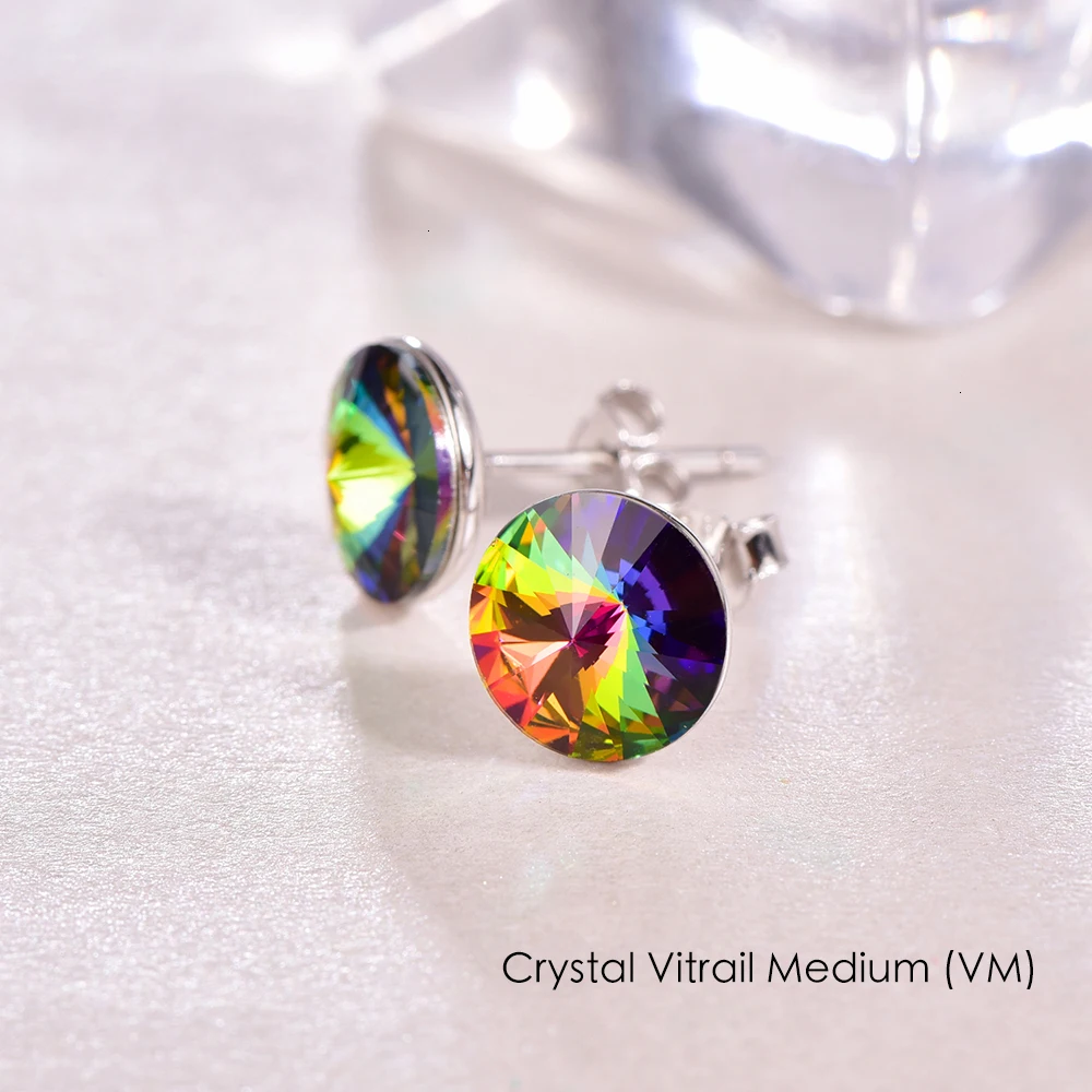 925 пробы серебряные круглые серьги для женщин с кристаллами от Swarovski серьги новые модные серьги-гвоздики Свадебные офисные украшения