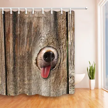 

Animal Decor A Dog's Mouth and Tongue come out of Wood Mildew Resistant Polyester Fabric Shower Curtain