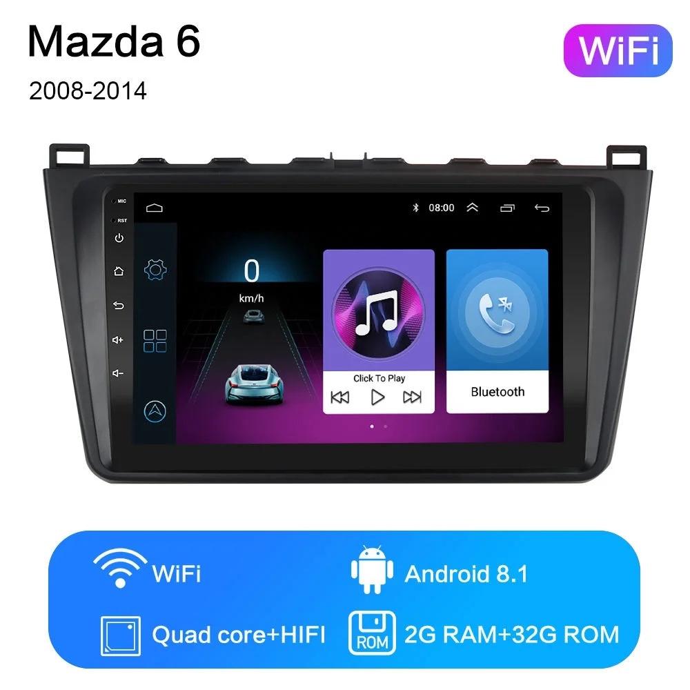 WIFI 2G-32G 2G+ 32G " Android 8,1 GO автомобильный Радио dvd-плеер для Mazda 6 Rui wing 2008 2009 2010 2011 2012- 2Din радио gps навигация WiFi - Цвет: WIFI 2G-32G