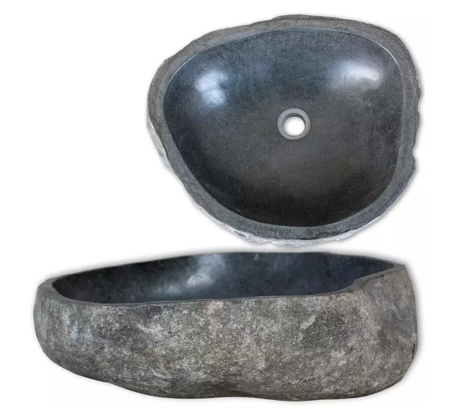 

VidaXL 30-35 cm Basin River Stone Oval Natural Oval-Shaped Bathroom Washroom Wash Basin Easy Cleaning Bathroom Decoration