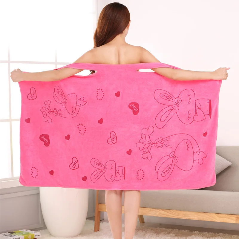 Новое Женское быстросохнущее банное полотенце с кроликом, накидка для бани, пляжный банный халат TE889