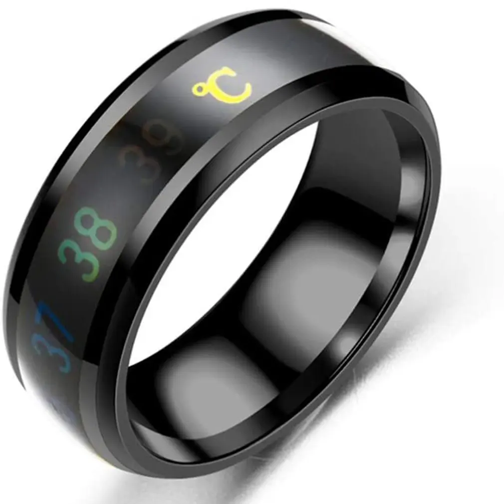 Smart Sensor Body Temperature Ring Stainless Steel Fashion Display Real