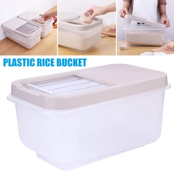 

Plastic Rice Bucket Case Moisture-proof Transparent Cereals Dried Food Container Box KSI999