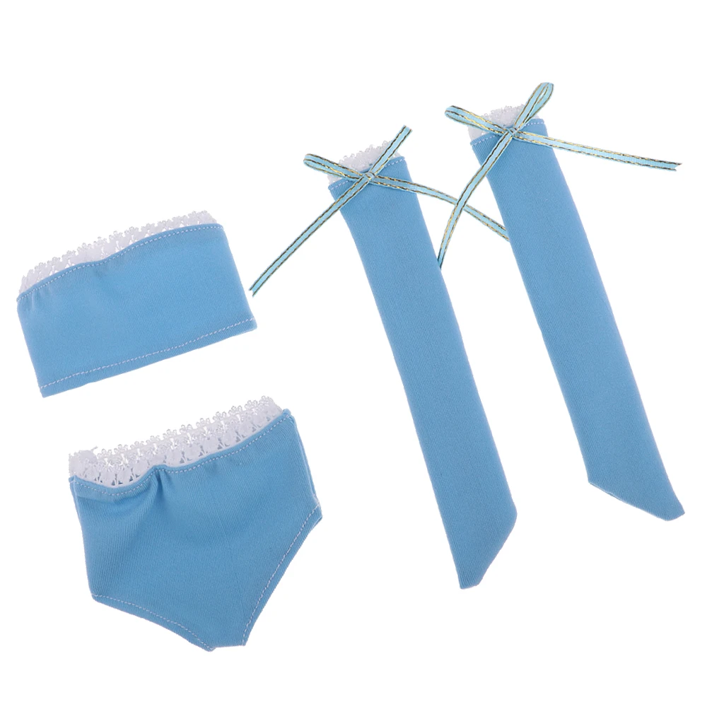 Charming Girl Doll Beach Swimsuit Tube Top, Briefs & Stockings for 1/3 BJD Bikini Clothes