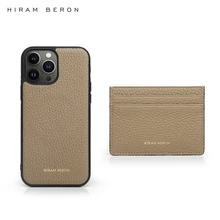 Hiram Beron Custom Name Genuine Leather Card Case for Women and Mobile Phone Case for Iphone 13 12 11 Pro Max Gift for Lady