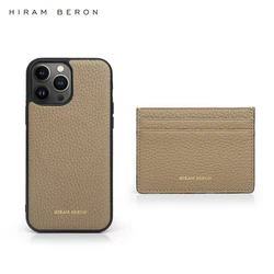 Hiram Beron Custom Name Genuine Leather Card Case for Women and Mobile Phone Case for Iphone 13 12 11 Pro Max Gift for Lady