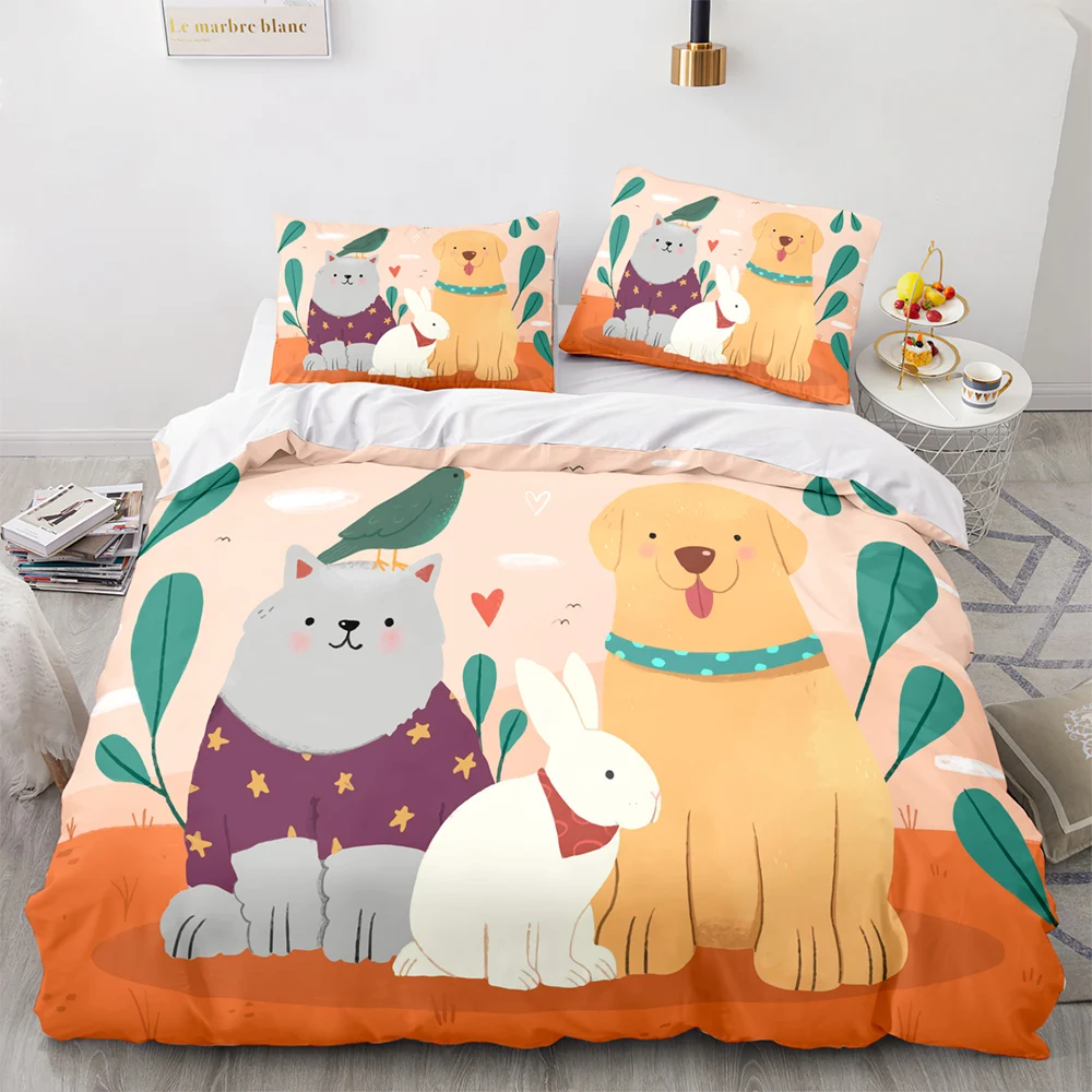 Ensemble Housse De Couette King 100% Coton - Motif Floral Bleu - Parure 3 Pièces