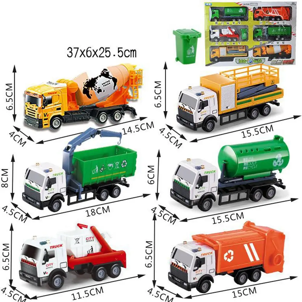 city truck set 6 в 1 дети мини металлический автомобиль Игрушечная машина наборы Обучающие игрушки Инженерная модель автомобиля - Цвет: city truck set